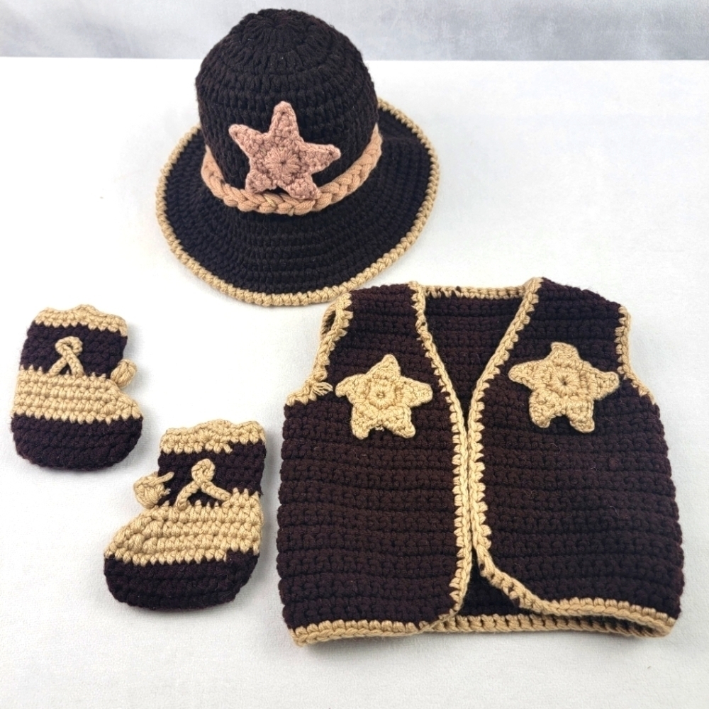 Newborn baby‎ sheriff cowboy knit outfit